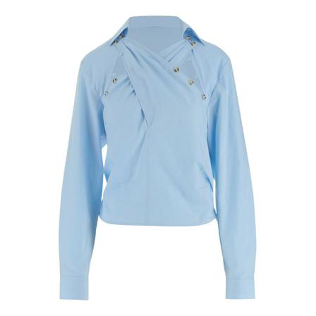 Nanushka Shirt made of cotton poplin Classic collar Crisscross detail on the front Buttons on the front panel Long sleeves Button cuffs Straight hem 