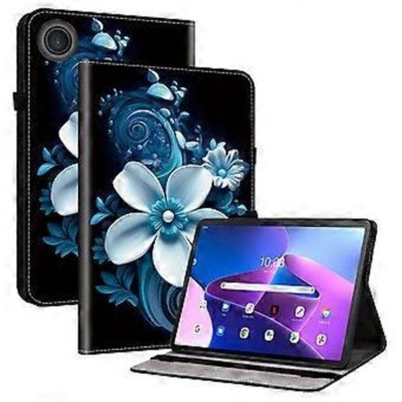 For Lenovo Tab TB311FU Lærveske Mønstertrykt Stativ Tablet Cover med Kortspor (Black Orchid)