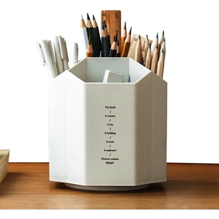 Roterende skrivebordsarrangør Skrivebordsarrangør med blyant Grå