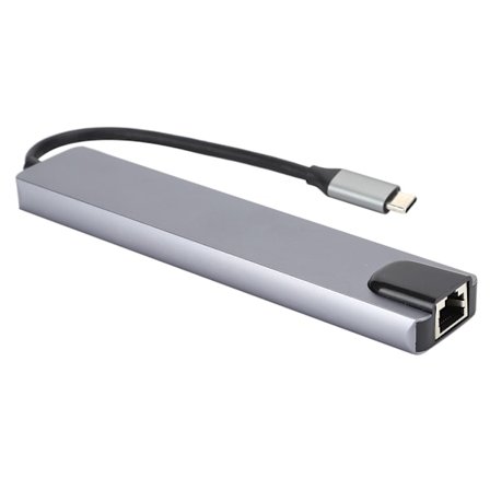 8-i-1 Hub Type-C til HDMI RJ45 PD USB Docking Station Type-C Hub Splitter Konverter Adapter