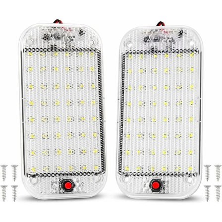 12V LED-sisävalot kirkas autovalolamppu 48 LEDiä päälle/pois-kytkimellä pakettiautoon, retkeilyyn, veneeseen, 2 kpl KLB