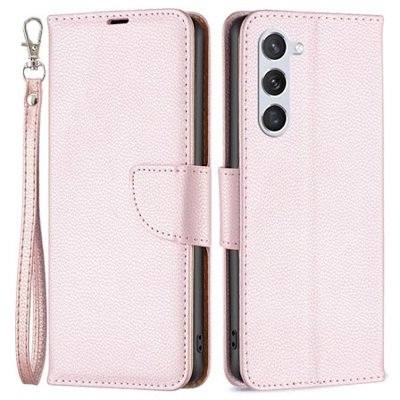 SKALO Samsung S24 Litchi Flip Cover - Rosa guld