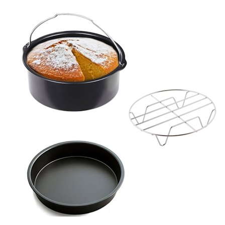 Tillbehör till airfryer - kakform, pizzaplatta, 3-pack