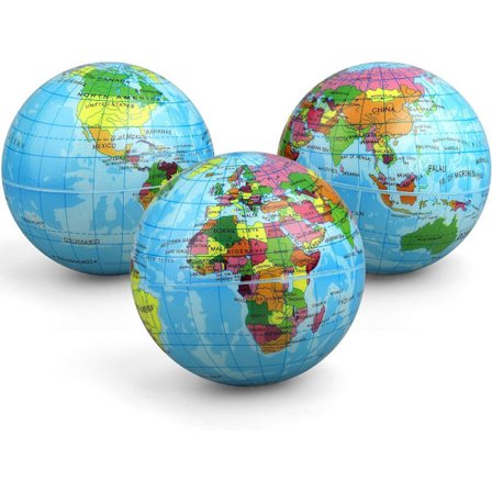 Mini Jordklode Blød Squishy Bold 3-pak, Skum Globus Stressbolde til Børn