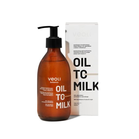 Veoli Botanica - OIL TO MILK återfuktande och transformerande rengöringsolja med 2% ingefärsextrakt och vitamin E, 290 ml