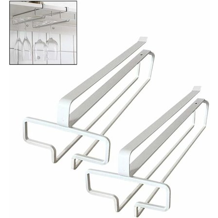 Ophængt vinglasophæng til op til 4 glas (2 stk., hvid)