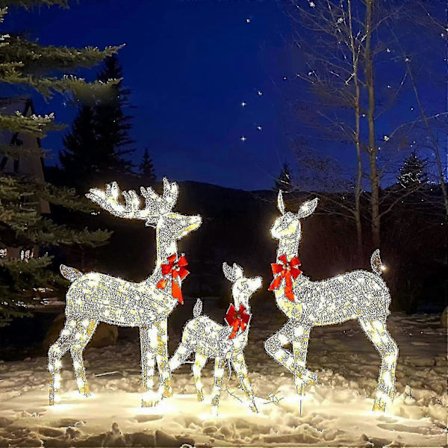 Valaistu jouluporo ulkokoriste, porokoriste LED-valoilla, valmiiksi valaistu joulukoriste puutarhaan 38 cm