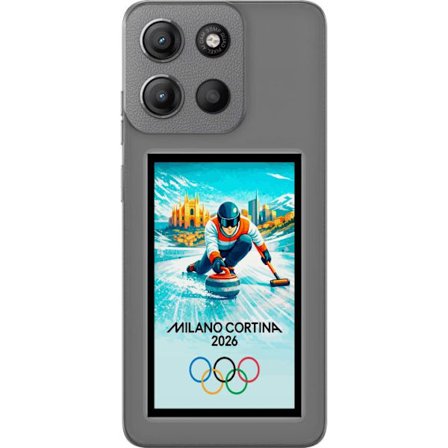 Kompatibel Mobilcover til Motorola Moto G15 Ishockeyillustration med spillere i bevægelse på isen, Milano Cortina 2026, Milano-landemærker og olympisk
