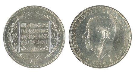 Sverige 1966 - 100 året for to-kammersystemet - 5 kr. sølvmønt