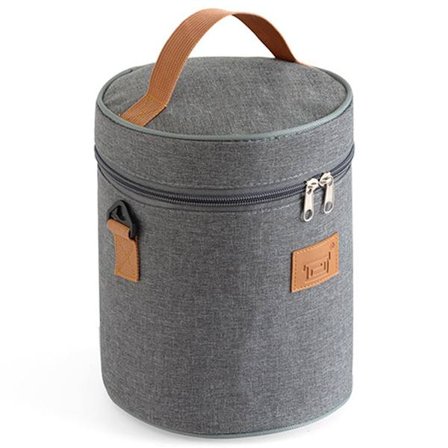 Frokosttaske til mænd og kvinder, isoleret madkasse, bærbar madbeholder, lille cylindrisk frokosttaske til kvinder til kontor, arbejde, picnic