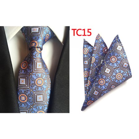 Herr slips Paisley vävd siden slips set med ficka Suqare F