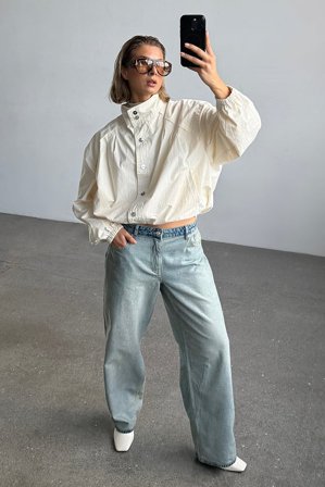 Laura Wittek x NA-KD Mid Waist Straight Reverse Denim - Mid waist jeans - Blå - EU 34