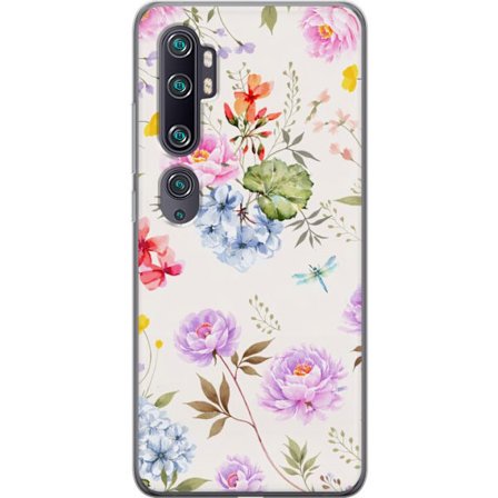 Kompatibelt Mobildeksel til Xiaomi Xiaomi Mi Note 10 Blomstrete mønster med håndmalte blomster, sommerfugler og insekter i romantisk skandinavisk st