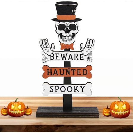 Halloween Bordsdekoration, Halloween Träprydnad Glad Halloween Träskylt Stå Bordsdekorationer för Halloweenfest Fönster