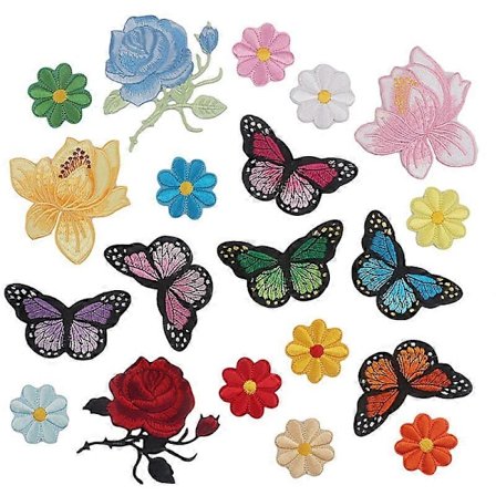 20 stk. Stryge-på-mærker, Sommerfugl Stryge-på-mærker, Tøjmærker, Applikationssyning Broderimærke Reparations Dekorative mærker til Børn Voksen T-