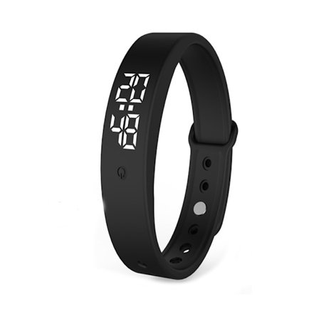 Ikke-Bluetooth Ur Skridttæller Digital Skridttæller Kalorietæller Distance Aktivitetsmåler Alarm LED Fitnessur Vandafvisende (SORT)