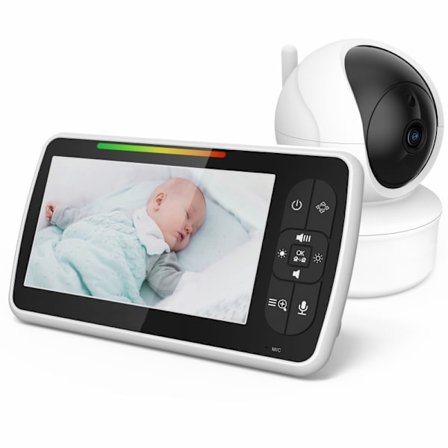 SM650 Babyalarm 5 Tommer Skærm Justerbart Kamera med Infrarød Nattesyn Tovejs Intercom