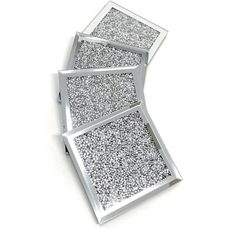 Firkantede Sparkle Diamante Crushed Jewel Glass Glitter Coasters