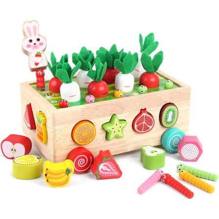 Montessori Wooden Toys for Toddlers, Shape Sorter Toys, Wooden Preschool Learning Fine Motor Skills Game for Kids Ages 1-3