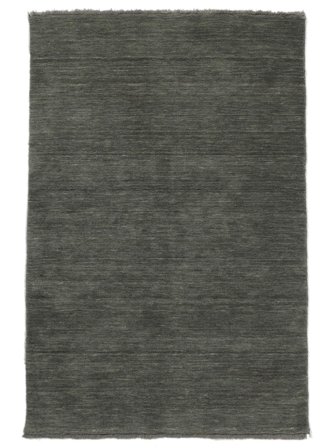 Tapis De Laine Uni Handloom Fringes Gris Foncé Petit