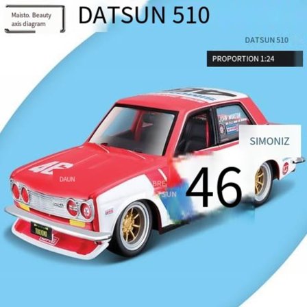 Datsun 510 BRE N.46 1:24 -skaalaan sopiva pienoismalli MAISTO MI32532