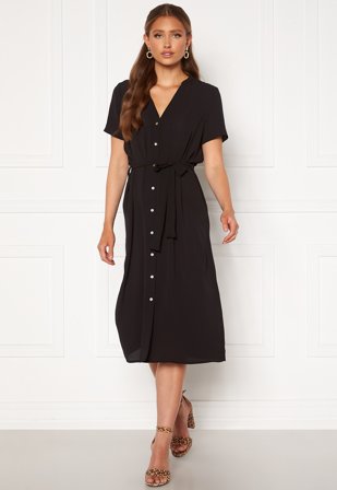 VERO MODA Saga SS Calf Shirt Dress Black Klær
