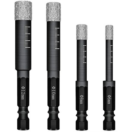 Sett med 4 diamantbor for keramiske fliser, porselensstentøy