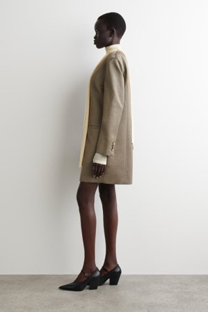 COS Femme Robe Smoking Métallisée En Laine Mélangée in Beige