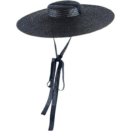 Dame Vintage Stråhatt Flat Topp Bred Skygge Floppy Derby Stråhatt Strand Solhatter, 801C