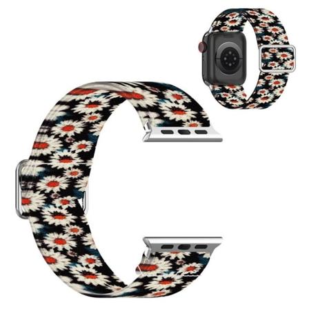 Apple Watch Series 6 / 5 44mm joustava nailonkuvioinen kellonauha - Krysanteemi Multicolor