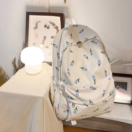 Ryggsäck för kvinnor, flera fickor, nylon, blommigt tryck, skolryggsäck för studenttjejer, laptop-ryggsäck, kvinnlig ryggsäck Mochilas~06380