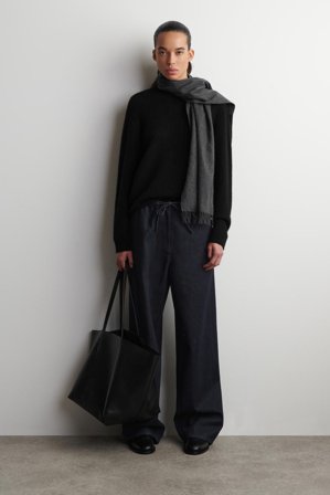 COS Women's Drawstring Denim Trousers in Blue