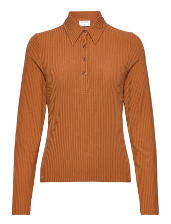 Shiny Rib Button Polo Orange Filippa K