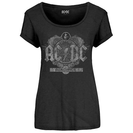 AC/DC Dam/Kvinnor Black Ice T-shirt XL Svart