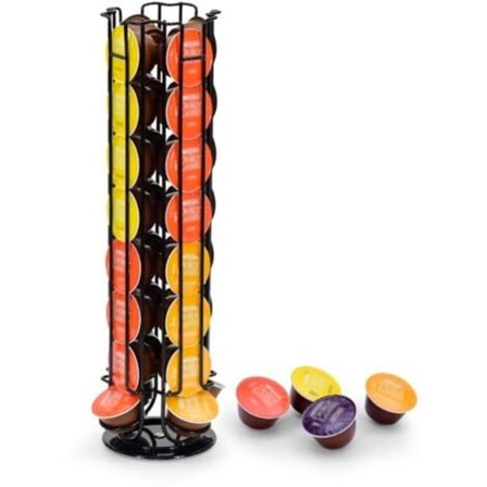 TS-Kapselholder til 32 Dolce Gusto kapsler, holder til opbevaring af kaffekapsler, skridsikker base, roterbar, sort