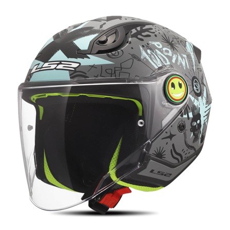 Lasten Avokypärä LS2 OF622 Funny II Scribble Harmaa/Sininen S