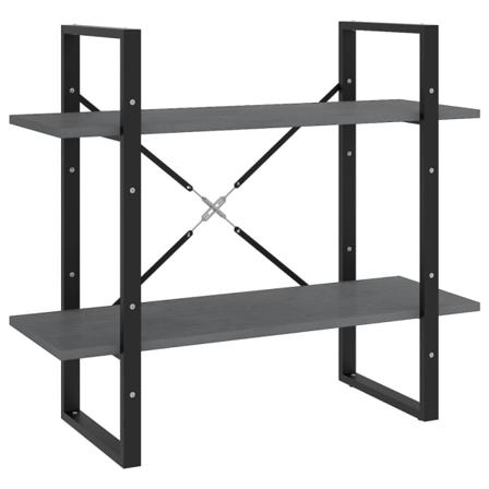 Vidaxl Bokhylla 2 Hyllplan Grå 80x30x70 Cm Massiv Furu Grå