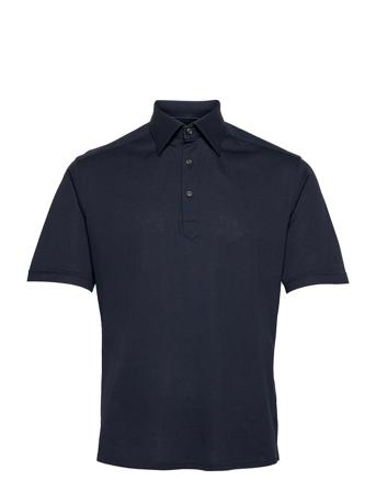 Men's Shirt: Casual Pique Polos Short-sleeved Blå Eton