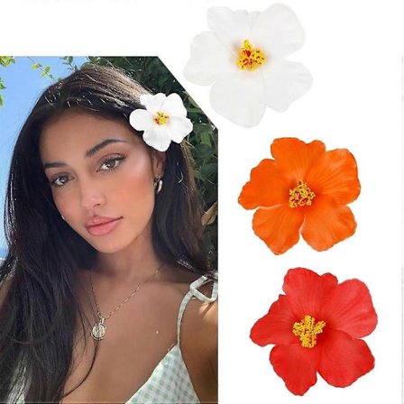 3 stk. Hawaiianske Hårspænder med Blomster til Kvinder Piger, Plumeria Hibiscus Hårspænde, Kunstige Blomsterspænder til Ferie Strandfest-Xin