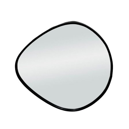 Abstrakt vægspejl, sort metalramme, 60x60 cm