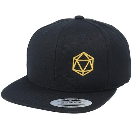 Gamerz - Svart snapback Caps - Golden D20 Side Panel Black Snapback @ Hatstore