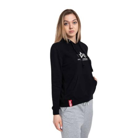 Alpha Industries New Basic Hoody Wmn Foil Print 530 , Zwart , Heren , Maat: XS Hoodies & sweatvesten
