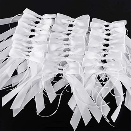 50 kpl valkoisia hääauton koristelulahjapaperinauhanauhoja