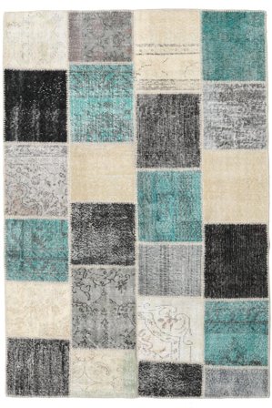 Hand Knotted Patchwork Rug 160X234 Wool Beige/Grey