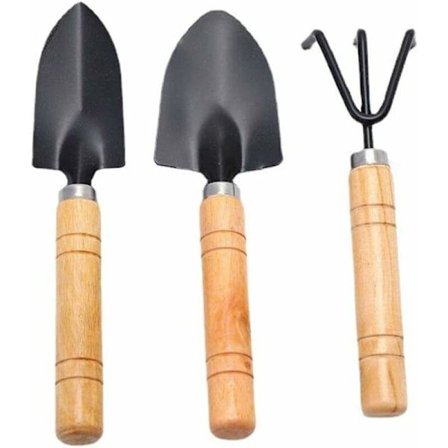 3 st Trädgårdsredskapsset Spade, Trädgårdsspadar med trähandtag för Bonsai-växtverktyg