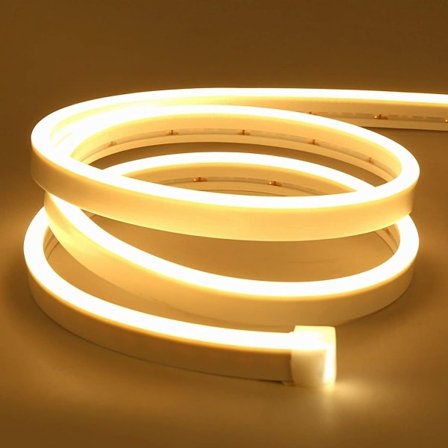 2M Varm Hvid Neon LED-strip 12V 3000K Dæmpbar, IP67 Vandtæt Fleksibel, DIY Silikone LED-lysstrip med Strømforsyning og Kontroller