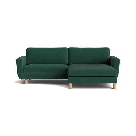 Haven Chaiselongue-Sofa, wendbar | breite Chaiselongue in Ontario Grün, modernes Design, bequeme Kaltschaumpolsterung, Holzfüße, Höhe 86cm.