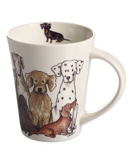 Krus Hund Porcelæn med håndtegnet motiv Hvid