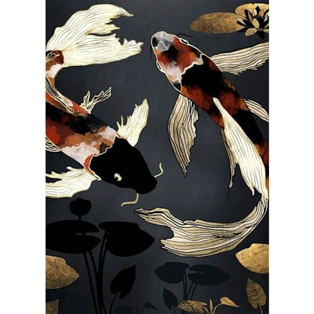 5D diamantmålningssats, diamantkonstsats för vuxna, runda hela diamanter, diamantmålningspresenter, väggdekoration karp