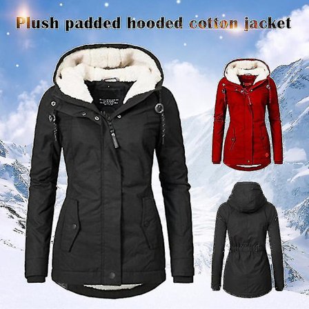 Vedenpitävä lämmin talvitakki paksu fleecevuorattu puuvillakangas naisille-yujia